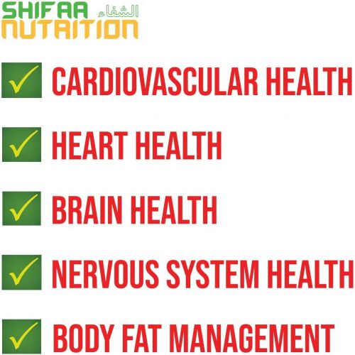  SHIFAA NUTRITION 2,000mg Halal Omega-3 Wild Peruvian Fish Oil w/ EPA & DHA 50 Servings Non-GMO, Molecularly Distilled Supports Heart, Cardiovascular, Brain & Joints
