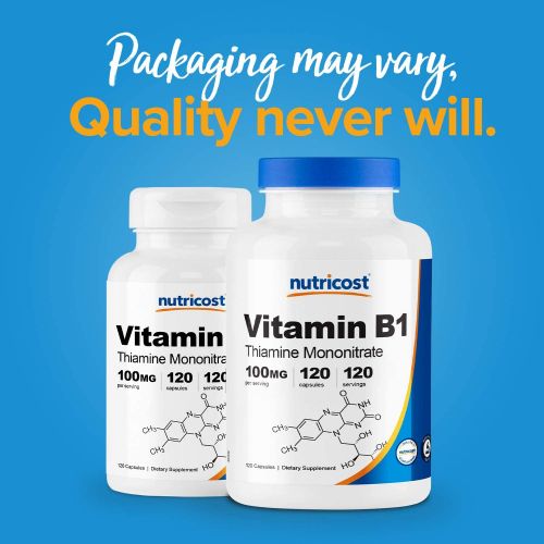  Nutricost Vitamin B1 (Thiamine) 100mg, 120 Capsules - Gluten Free and Non-GMO