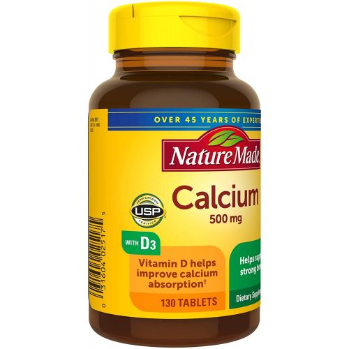  Nature Made Calcium 500 mg with Vitamin D3, Dietary Supplement for Bone Support, 130 Tablets