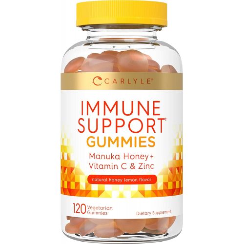  Carlyle Vitamin C and Zinc Gummies 120 Count Vegan, Non-GMO, and Gluten Free Supplement Natural Lemon Flavor
