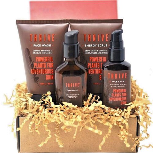 Thrive Natural Care THRIVE Natural Mens Skin Care Set (3 Piece)  Grooming Gift Set to Wash, Shave, and Moisturize Daily; Gift for Men Made in USA with Organic & Unique Natural Ingredients for Healthy