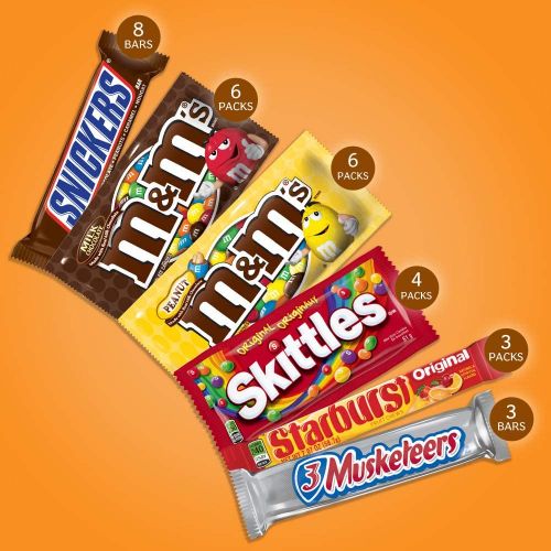  Mars M&MS, Snickers, 3 Musketeers, Skittles & Starburst Full Size Chocolate Candy Variety Mix