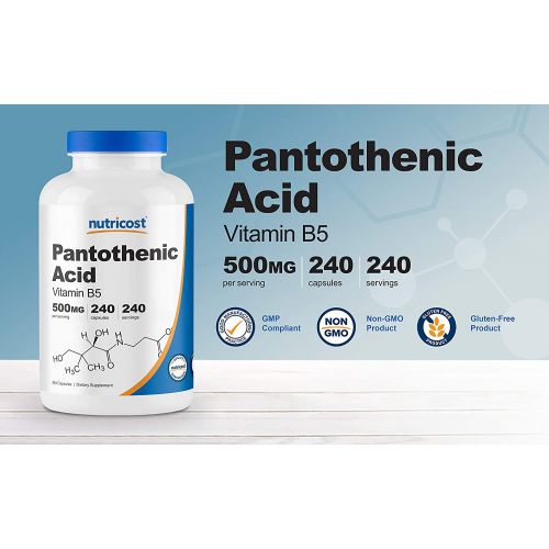  Nutricost Pantothenic Acid (Vitamin B5) 500mg, 240 Capsules