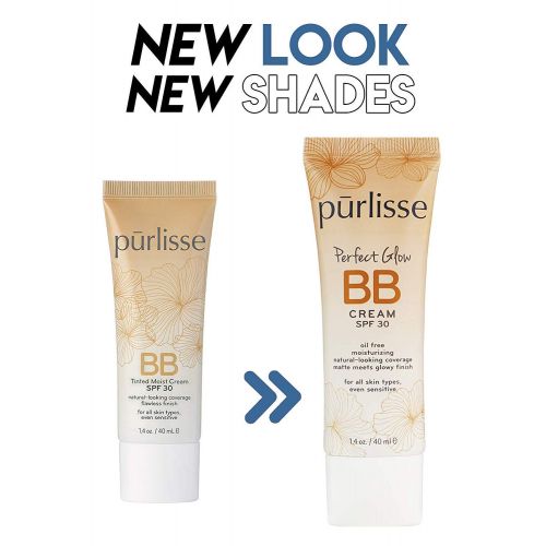  purlisse BB Tinted Moisturizer Cream SPF 30 - BB Cream for All Skin Types - Smooths Skin Texture, Evens Skin Tone - 1.4 Ounce (DEEP)