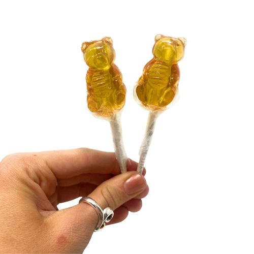  Needzo Lollipop Party Favors Honey Flavored Hard Candy Shaped Bears Lollipops, Individually Wrapped Suckers for Birthday Parties and Baby Showers Decorations Pack of 12