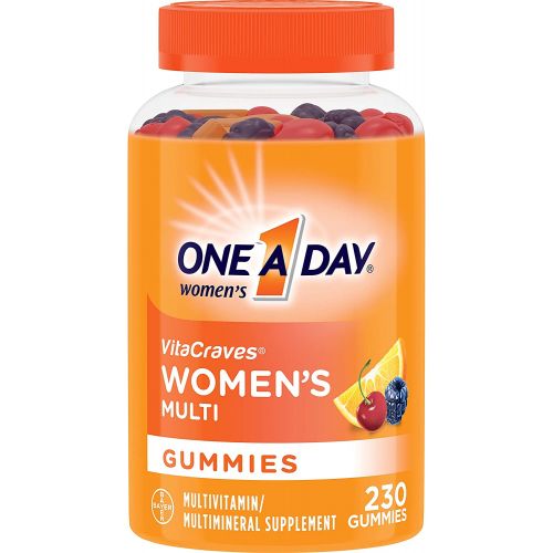  One A Day Women’s Multivitamin Gummies, Supplement with Vitamin A, Vitamin C, Vitamin D, Vitamin E and Zinc for Immune Health Support, Calcium & more, Orange, 230 count, Fruity