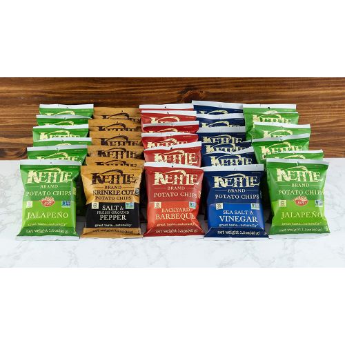  Kettle Brand Potato Chips Variety Pack, Sea Salt & Vinegar, Krinkle Salt & Pepper, Backyard BBQ and Jalapeno, 30 Count