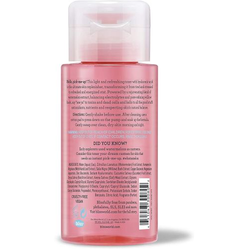  Bliss What a Melon Replenishing Watermelon Toner with Witch Hazel and Willow Bark, Replenishes, Refreshes and Energizes Tired Skin, Cruelty-Free, Vegan, 7.0 oz