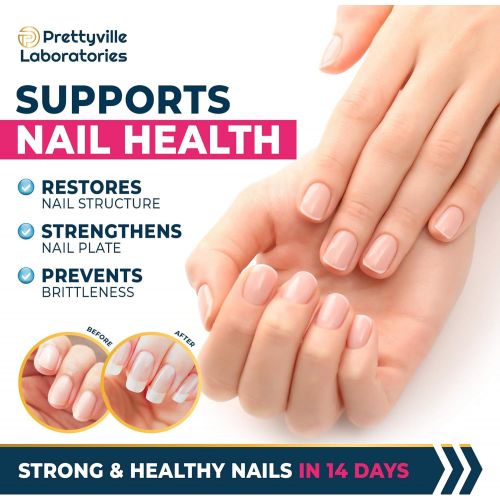  PRETTYVILLE LABORATORIES Liquid Biotin & Collagen for Hair Growth 30000mcg - Support Hair Health, Strong Nails and Glowing Skin - 30000mcg of Collagen and Biotin Combined