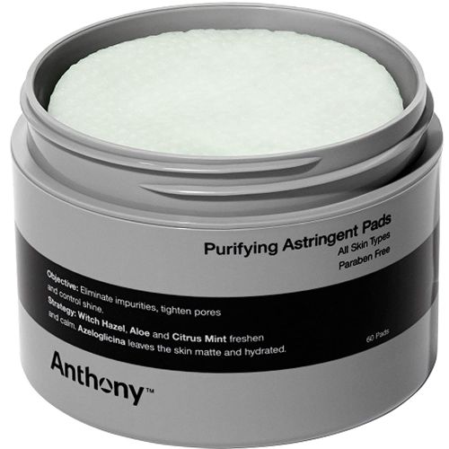  Anthony Purifying Astringent Toner Pads, 60 Count, Contains Witch Hazel, Aloe Vera, and Citrus Mint, to Eliminate Impurities, Tighten Pores and Control Shine