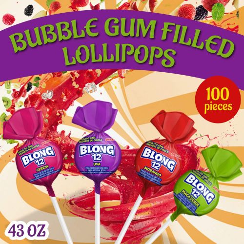  Animania Lollipops Bubble Gum Filled, Hard Candy, Individually Wrapped Suckers For Freshness, Assorted Flavors of Fruit Suckers, Lollies for Kids’ Birthdays, Office, Bank, School, Bulk Pack