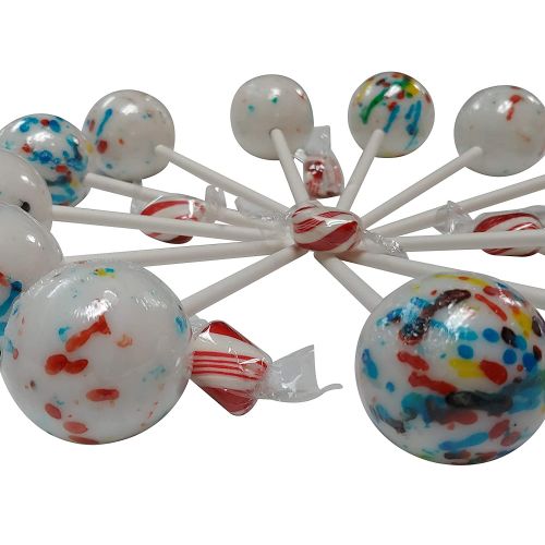  SMC BIG 1.75 INCH Psychedelic Jawbreakers Candy on Sticks 12 Count- Jawbreaker Lollipops-Hard As A Rock