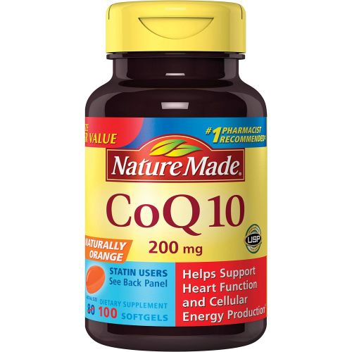  Nature Made CoQ10 200 mg, Dietary Supplement for Heart Health and Cellular Energy Production, 100 Softgels, 100 Day Supply