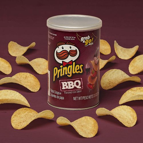  PringlesPotato Crisps Chips, BBQ Flavored, Grab and Go, 2.5 oz Can(Pack of 12)