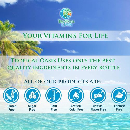 Tropical Oasis Maximum Strength Liquid Biotin Drops w/ 12,500 MCG  Best Vitamins for Fast Hair Growth, Reduced Hair Loss, Healthy Skin & Strong Nails -5X More Potent Than Pills Max Absorption,