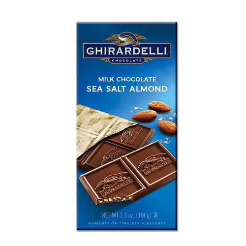  Ghirardelli Chocolate Gourmet Milk Bar, Sea Salt & Almonds Milk Chocolate, 3.5-Ounce Bars