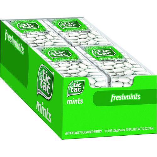  Tic Tac Fresh Breath Mints, Freshmint, Bulk Hard Candy Mints, 1 oz Singles, 12 Count, Perfect Easter Basket Stuffers for Boys and Girls