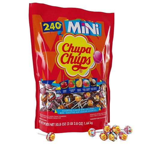  Chupa Chups Mini Lollipops, 240 Bulk Candy Suckers for Kids, Cremosa Ice Cream, 7 Assorted Creamy Flavors, Variety Pack for Gifting, Parties, Office, 240 Count