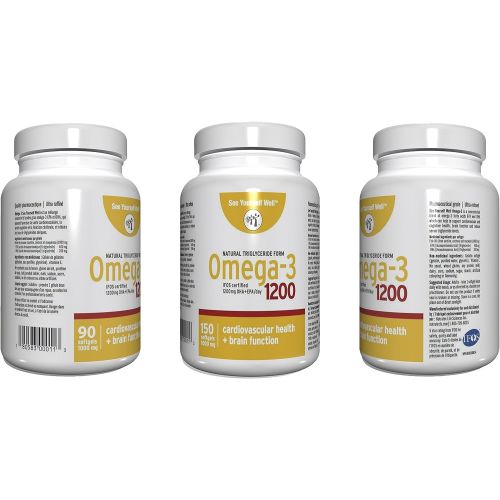  See Yourself Well Natural Triglyceride Form Omega 3 Fish Oil Softgels, 1200 (150 Count)