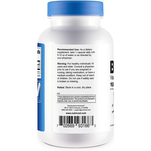  Nutricost Biotin (Vitamin B7) 10,000mcg (10mg) Vitamin Supplement, 240 Capsules - Vegetarian, Gluten Free, Quick Release, Non-GMO
