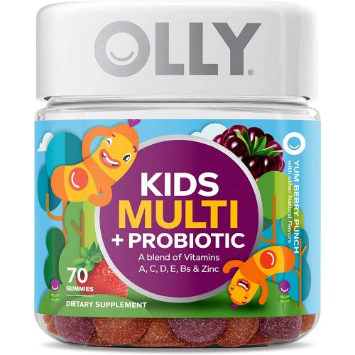  OLLY Kids Multivitamin + Probiotic Gummy, Digestive and Immune Support, Vitamins A, D, C, E, B, Zinc, Chewable Supplement, Berry, 35 Day Supply - 70 Count