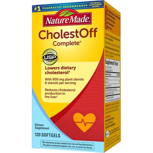  Nature Made CholestOff Complete, Dietary Supplement for Heart Health Support, 120 Softgels, 20 Day Supply