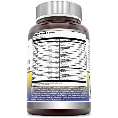  Amazing Nutrition Amazing Formulas Daily Multivitamin Tablets(Non-GMO,Gluten Free)Just 1 Tablets A Day Formula A Complete Multivitamin to Support Cardiovascular Health,Immune Functions,Visual Functi