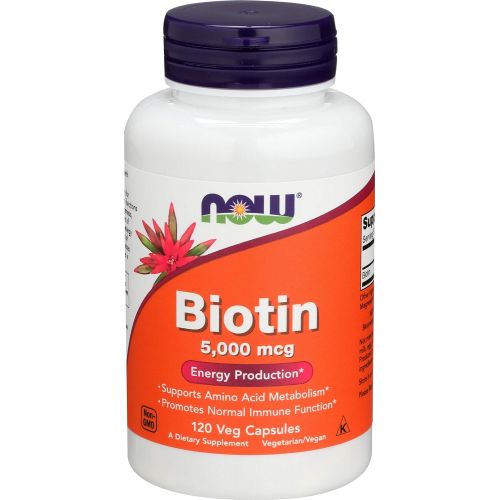  Now Foods NOW Biotin 5,000 mcg - 120 VCaps (Pack of 2 Bottles)