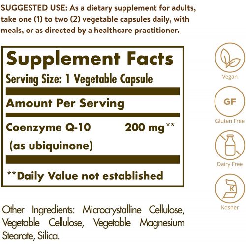  Solgar Vegetarian CoQ-10 200 mg, 60 Vegetable Capsules - Heart Healthy, Protective Antioxidant - Coenzyme Q10 (CoQ-10) Supplement - Vegan, Gluten Free, Dairy Free, Kosher - 60 Serv