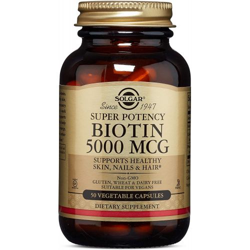  Solgar Biotin 5000 mcg - 50 Vegetable Capsules - Supports Healthy Skin, Nails & Hair - Non-GMO, Vegan, Gluten Free, Dairy Free, Kosher - 50 Servings