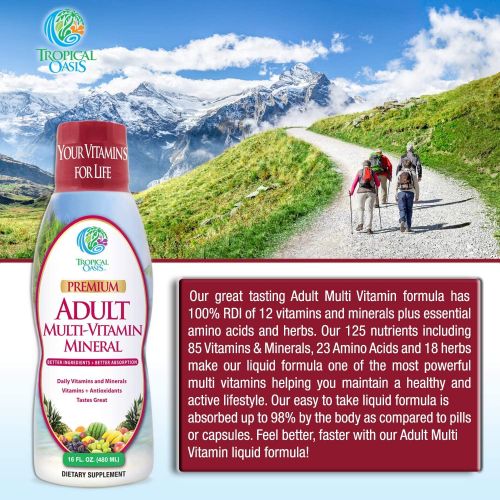  Tropical Oasis Adult Liquid Multivitamin -Liquid Multi-Vitamin and Mineral Supplement with 125 Total Nutrients Including; 85 Vitamins & Minerals, 23 Amino Acids, and 18 Herbs - 16