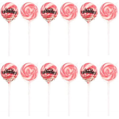  Imagine Splash Pink and White Swirl Lollipops Strawberry Flavor - 12 Suckers