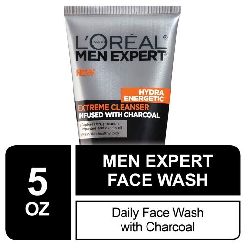  L'Oreal Paris LOreal Men Expert Hydra Energetic Facial Cleanser with Charcoal for Daily Face Washing, Mens Face Wash, Beard and Skincare for Men, 5 fl. Oz