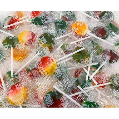  Sunny Island Tiger Pops, Assorted Fruit Flavor Lollipops Hard Candy, 2 Pounds Bag