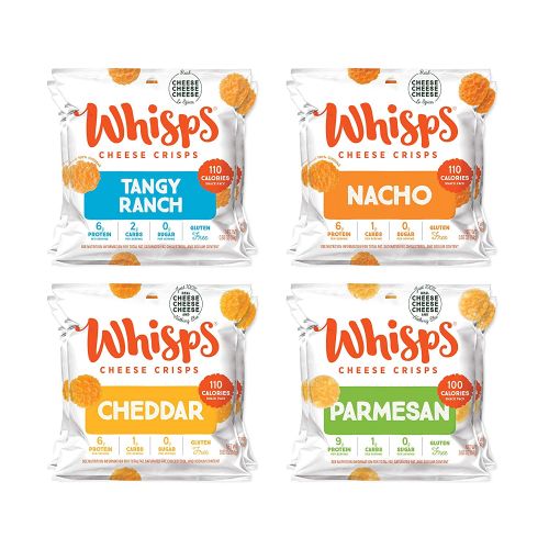  Whisps Tangy Ranch, Nacho, Cheddar, & Parmesan Cheese Crisps Variety Pack | Back to School Snack, Gluten Free, Keto Snack, Sugar Free, Low Carb, High Protein | 3 Bags of Each, 0.63