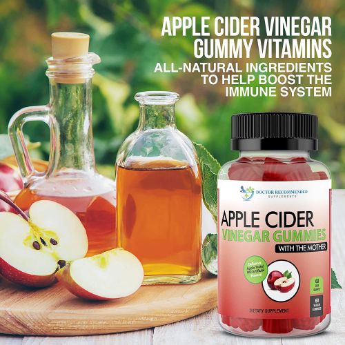  DOCTOR RECOMMENDED SUPPLEMENTS Apple Cider Vinegar Gummy Vitamins - 60 Day Supply of Apple Cider Vinegar Gummies with The Mother, B9, B12, Gluten-Free, Vegan, Non-GMO ACV for Immunity & Boost Energy, Delicious A