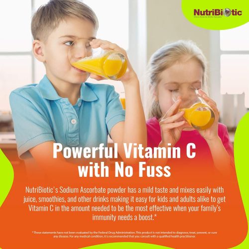  NutriBiotic - Sodium Ascorbate Buffered Vitamin C Powder, 16 oz Vegan, Non-Acidic & Easier on Digestion Than Ascorbic Acid Essential Immune Support & Antioxidant Supplement Gluten