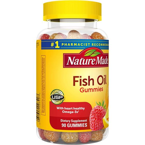  Nature Made Fish Oil Gummies, Omega 3 Fish Oil Supplements, Healthy Heart Support, 90 Gummies, 45 Day Supply