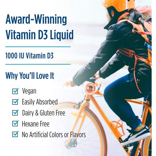  Nordic Naturals Plant-Based Vitamin D3 Liquid - 1 oz - 1000 IU Vitamin D3 - Healthy Bones, Mood & Immune System Function - Non-GMO, Vegan - 60 Servings