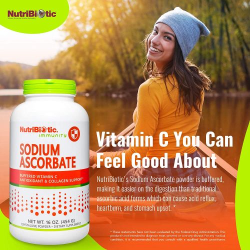  NutriBiotic - Sodium Ascorbate Buffered Vitamin C Powder, 16 oz Vegan, Non-Acidic & Easier on Digestion Than Ascorbic Acid Essential Immune Support & Antioxidant Supplement Gluten