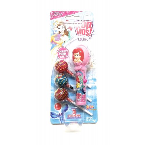  Disney Princess Pop Ups Lollipop Case Holder (Cinderella, Ariel, Mulan) with Chupa Chups Lollipops and 2 Gosu Toys Stickers (3 Pack)