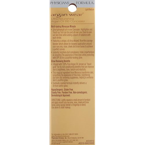  Physicians Formula Argan Wear Ultra-Nourishing Argan Oil SPF 30 BB Concealer, Light/Medium, 0.35 Ounce