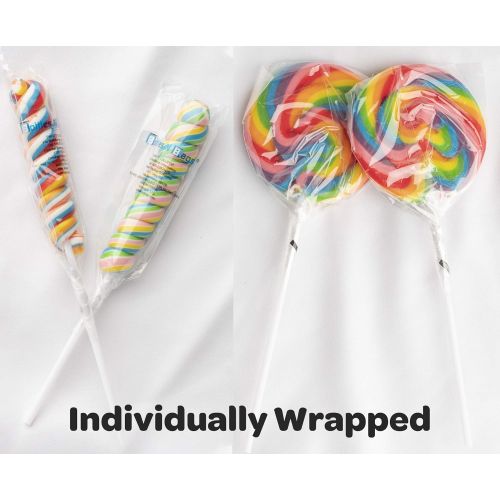  Bottles N Bags 24 Swirl Lollipops Rainbow Easter Candy Variety Pack | 12 Twisty Pops and 12 Large Swirl Suckers 3 Diameter- Individually Wrapped, Great Party Favors In Bulk for Easter Baskets