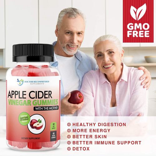  DOCTOR RECOMMENDED SUPPLEMENTS Apple Cider Vinegar Gummy Vitamins - 60 Day Supply of Apple Cider Vinegar Gummies with The Mother, B9, B12, Gluten-Free, Vegan, Non-GMO ACV for Immunity & Boost Energy, Delicious A