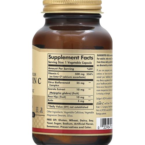  Solgar Ester-C Plus 500 mg Vitamin C (Ascorbate Complex), 250 Vegetable Capsules - Gentle & Non Acidic - Antioxidant & Immune Support - Non GMO, Vegan, Gluten Free, Kosher - 250 Se