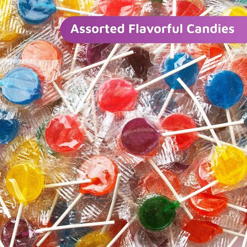  Oh! Nuts Hard Candy Lollipops in Rainbow Colors | Seven Premium Lolly Varieties in 1-Pound Party Bag of Kosher Lollies for Kids’ Birthdays, Halloween and Office Sweets| Individuall