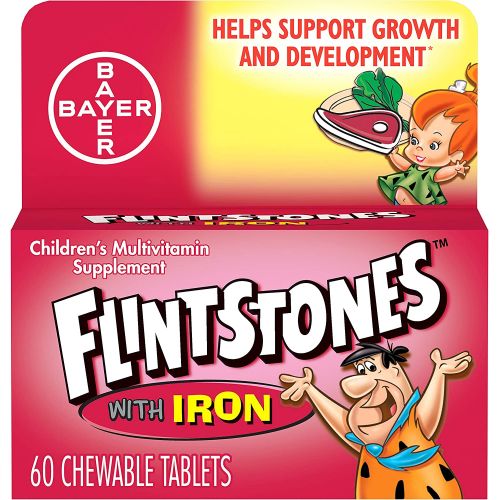  Flintstones Vitamins Flintstones Chewable Kids Vitamins with Iron, Multivitamin for Kids & Toddlers with Vitamin D, Vitamin C & more, 60ct