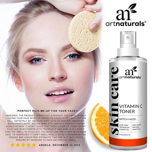  ArtNaturals Vitamin C Facial Toner - (8 Fl Oz / 236ml) - Organic Aloe Vera, Witch Hazel, Rose-Water - Hydrating Anti-Aging Cleanser and Pore Minimizer for Face - for Oily Skin and