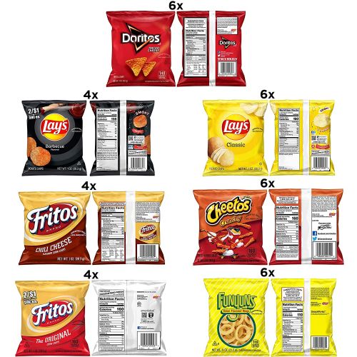  Frito Lay Flamin Hot Mix, 6 Flavor Single Serve Cheetos, Doritos, Chesters, & Funyuns Variety Pack, (40 Count)