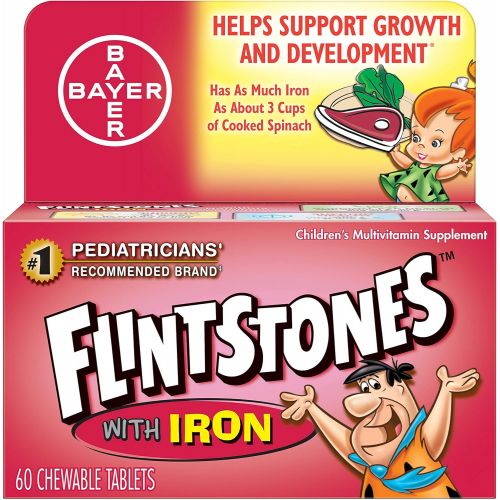  Flintstones Childrens Multivitamin Supplement with Iron Chewable Tablets, 60 Each (Pack of 2) by Flintstones Vitamins